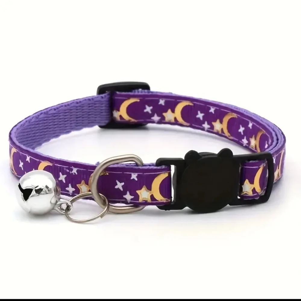2pc Adjustable Pet Collars For Dogs, Moon Star Design, Pick Your Colors